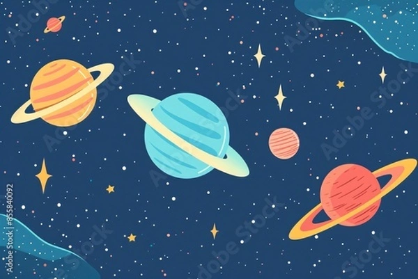 Fototapeta a colorful planets and stars