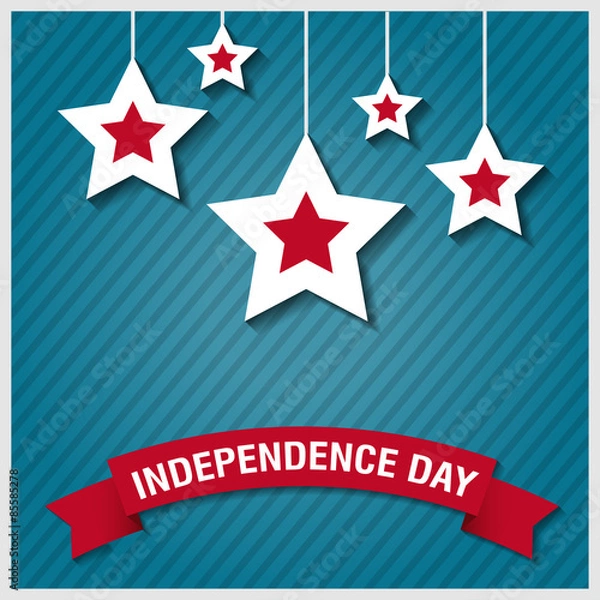 Fototapeta Happy independence day star card with firework, vector eps10