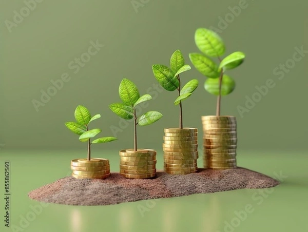 Obraz Fixed Deposit 3D fixed deposit certificate with interest growing linearly