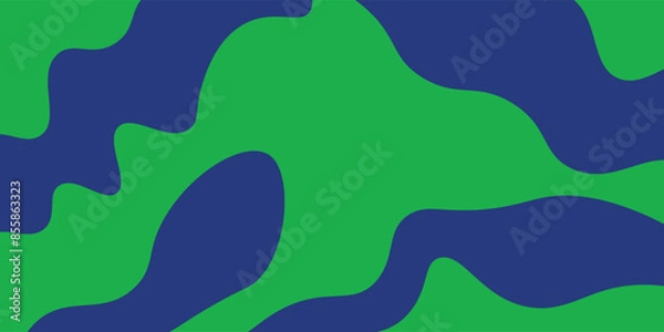 Fototapeta Green and blue dynamic wave background. Vector illustration