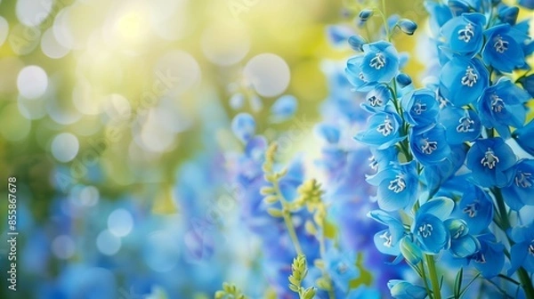 Obraz delphinium flowers frame copy space for text