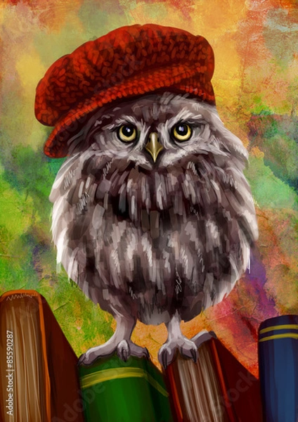 Obraz Сова в вязаной шапке - персонаж