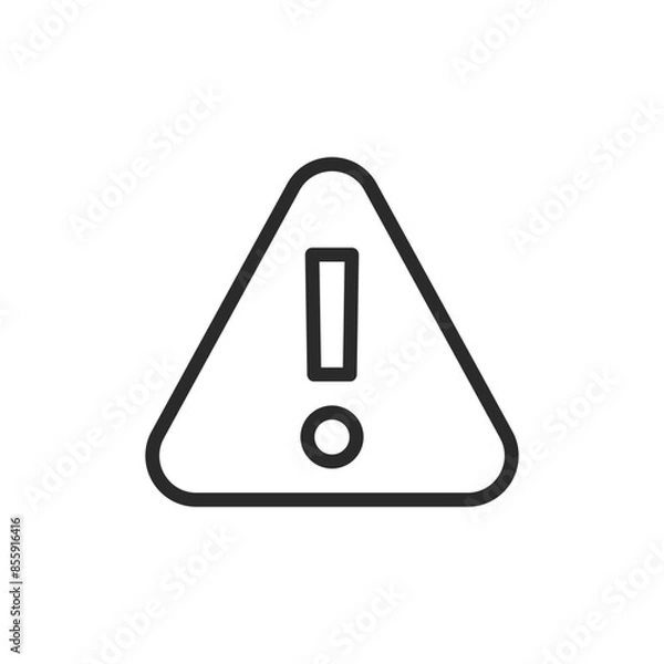 Obraz Warning sign, linear style icon. Exclamation mark. Editable stroke width