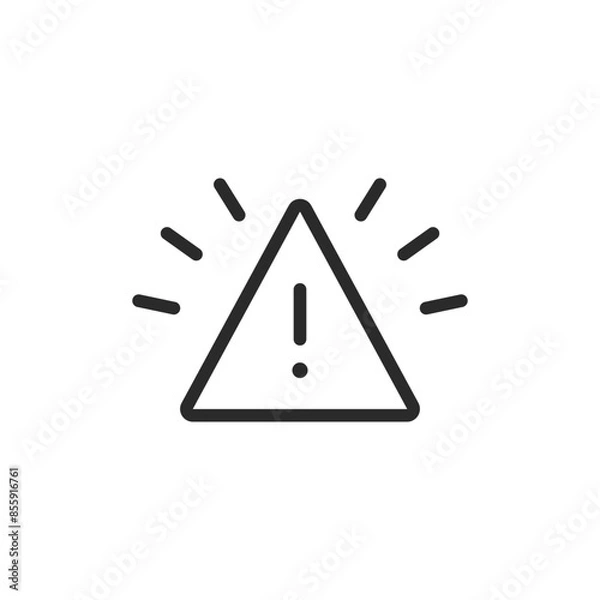 Fototapeta Flashing warning sign, linear style icon. flashing alert or warning. Editable stroke width.