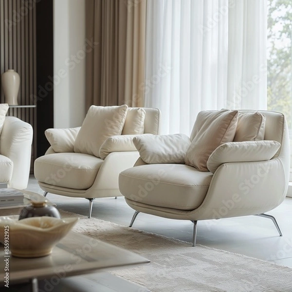 Fototapeta Modern Living room with Sofa | Interior with Sofa Set | Minimalist Living Room