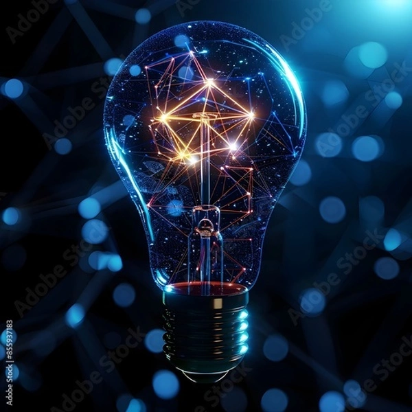 Fototapeta Abstract Glowing Light Bulb with Network Connections Symbolizing Innovative Tech Ideas