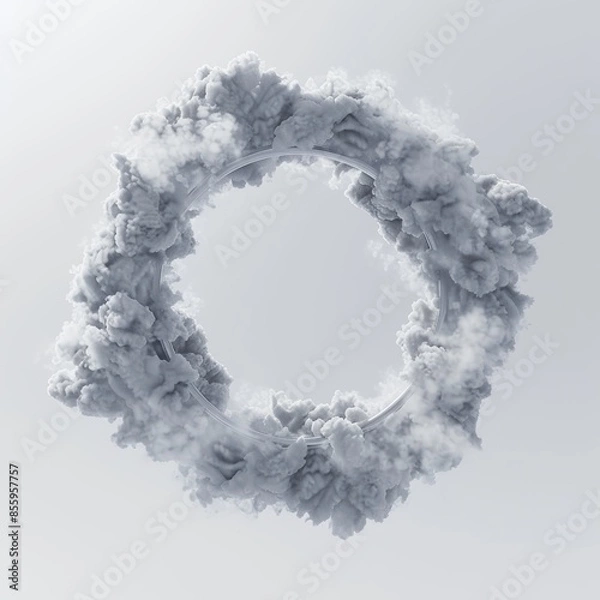 Fototapeta Rocket launch flames and smoke. Isolated rendering in 3d