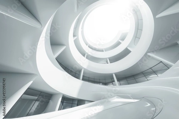 Fototapeta White Architecture Circular Background. Modern Abstract Building Design