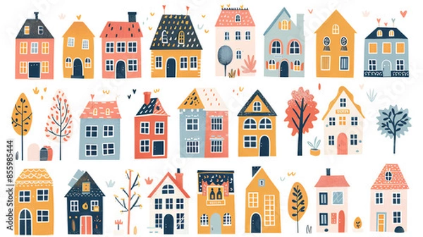 Obraz A set of city house for graphic & web design