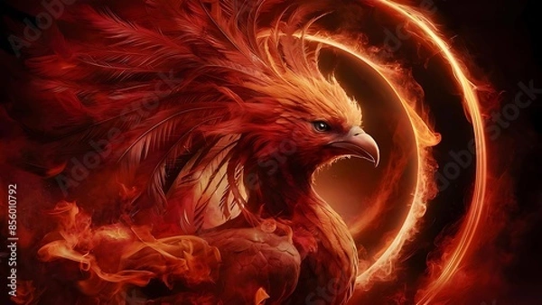 Obraz Abstract red phoenix with fire - 4