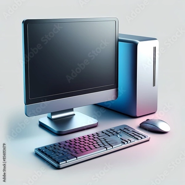 Fototapeta Modern Desktop Computer with Accessories