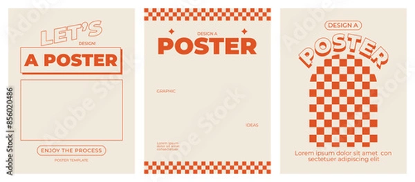 Fototapeta Retro poster with graphic elements of geometrical shapes vector. Trendy Y2k backgrounds for posters, prints, invitations or cards.
