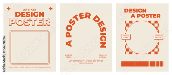 Fototapeta Retro poster with graphic elements of geometrical shapes vector. Trendy Y2k backgrounds for posters, prints, invitations or cards.
