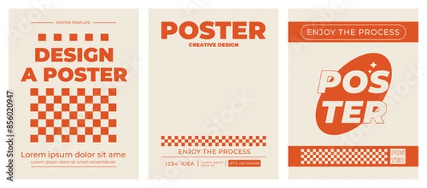 Fototapeta Retro poster with graphic elements of geometrical shapes vector. Trendy Y2k backgrounds for posters, prints, invitations or cards.
