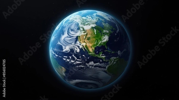 Fototapeta A beautiful shot of planet Earth from space, showing the North and South American continents.
