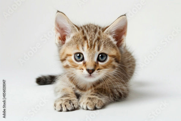 Fototapeta 子猫、白背景、正面、可愛い
