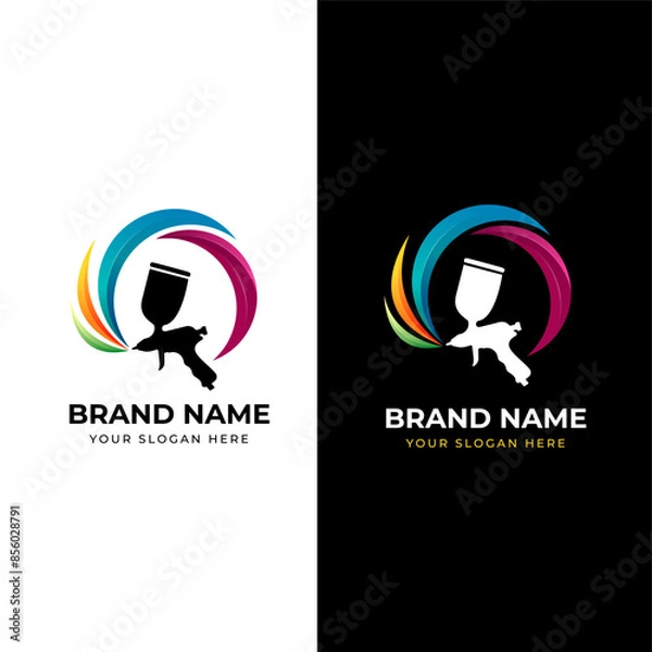Obraz Auto Paint logo design template vector .spray gun vector illustration