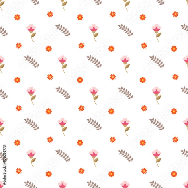 Obraz Hand drawn colour small flower pattern design.