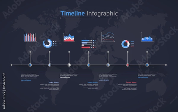 Obraz Timeline vector infographic. World map