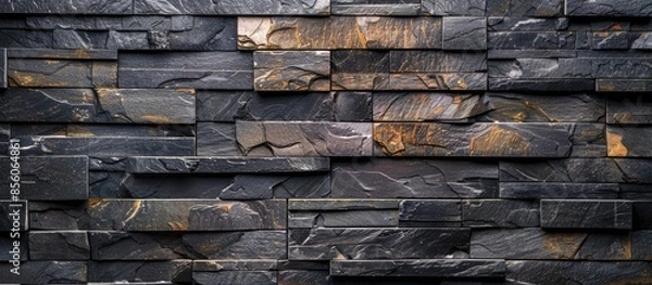 Obraz pattern of decorative slate stone wall surface. with copy space image. Place for adding text or design