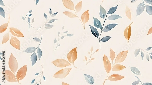 Fototapeta Elegant Autumn Foliage Botanical Pattern with Soft Hued Leaves