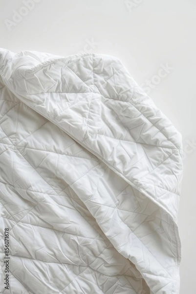Obraz top view of white quilted duvet , mockup