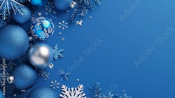 Obraz Blue Christmas Decorations Background Generative AI
