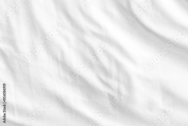 Fototapeta Close up white wrinkled fabric texture rippled surface and background, Soft focus.