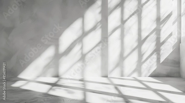 Obraz abstract. minimalistic background for product presentation. walls in  large empty room. can full of sunlight. Loft wall or minimalist wall. Shadow, light from windows to plaster wall.