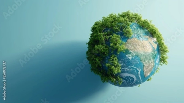 Obraz earth globe with trees a blank background