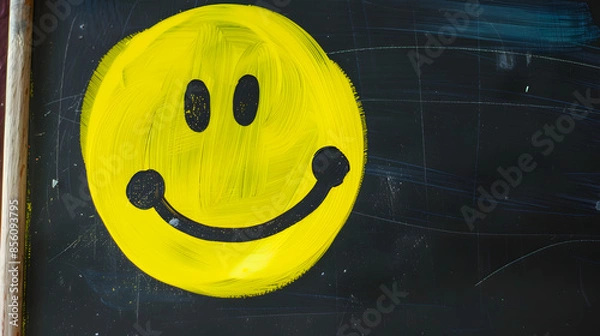 Fototapeta Schultafel mit einem Smile, Spaß in der Schule, Lernen und Bildung, Schulunterricht, Klassenraum Dekoration 