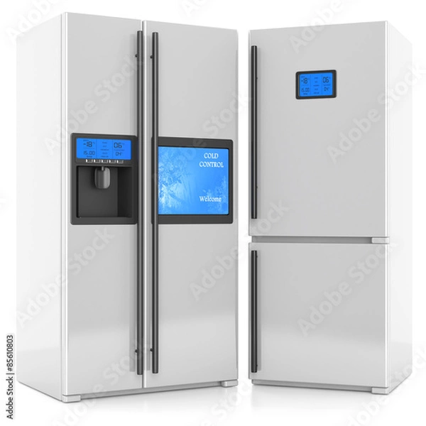 Obraz 
Two refrigerator isolated on a white background
