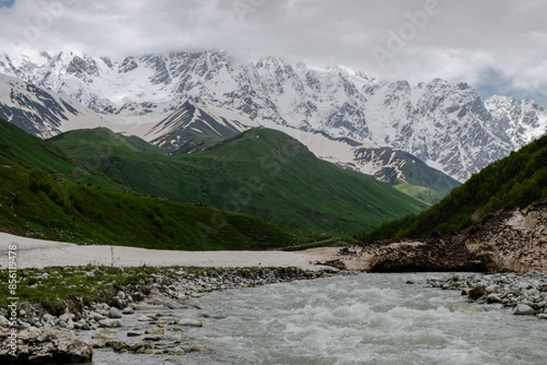 Obraz landscape with river and mountains