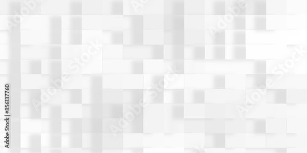 Fototapeta Geometric abstract white scaled cube boxes block background, seamless white or grey geometric business background, Abstract grey and white background with mosaic of white luxury pattern of squares.