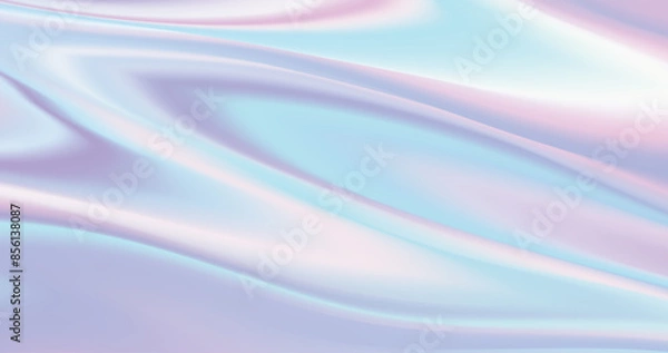 Fototapeta Silk shiny fabric texture in pastel iridescent holographic colors