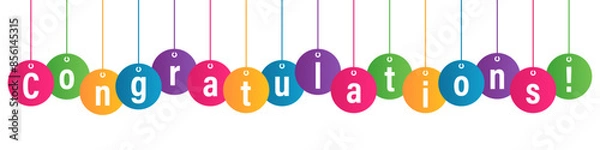 Fototapeta Congratulations banner round hanging vector design