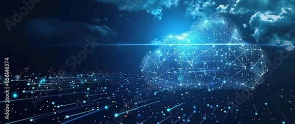 Obraz Cloud Computing Network with glowing lights