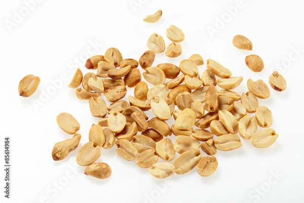 Fototapeta Fried peanut isolated on white background