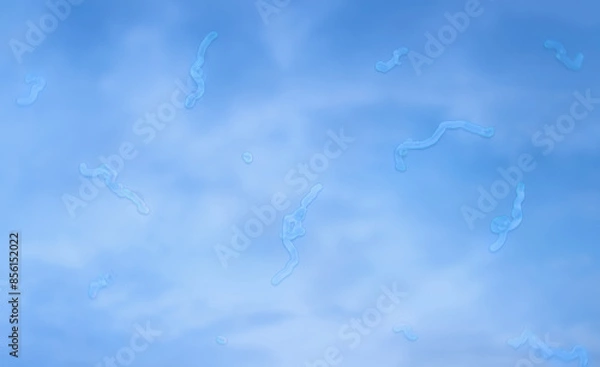 Fototapeta Eye floaters, muscae volitantes illuminates retinal shadows, vitreous humor changes. Spots floating in vision field. Eye care, vision science, ophthalmology.  Floaters treatment, eye health awareness