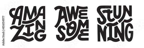 Fototapeta Set of hand lettering words with positive message. Vector hand written lettering clip art.