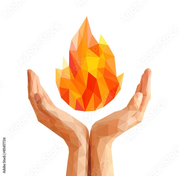 Obraz polygon Olympic flame torch flame natural and abstract in cupped