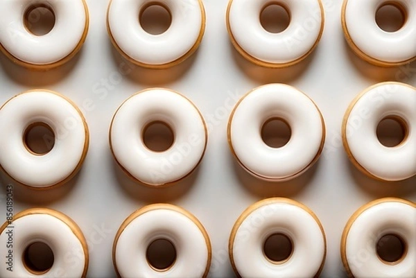 Fototapeta Repeating Pattern of Krispy Kreme Donuts in Bold Colors