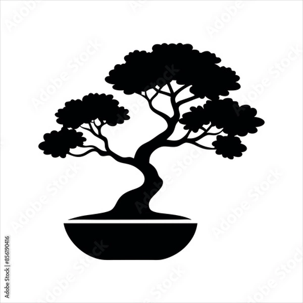 Obraz Bonsai tree silhouette vector illustration