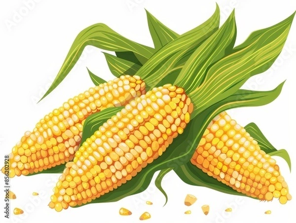 Fototapeta Fresh Corn on White Background for Foodie Designs Generative AI