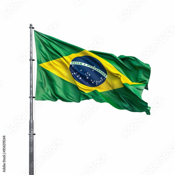 Obraz Brazil country flag waving isolated on white
