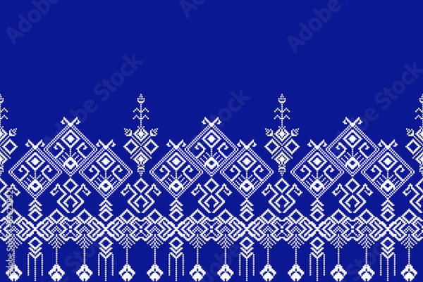 Obraz Geometric shapes and pixel design vector seamless pattern.