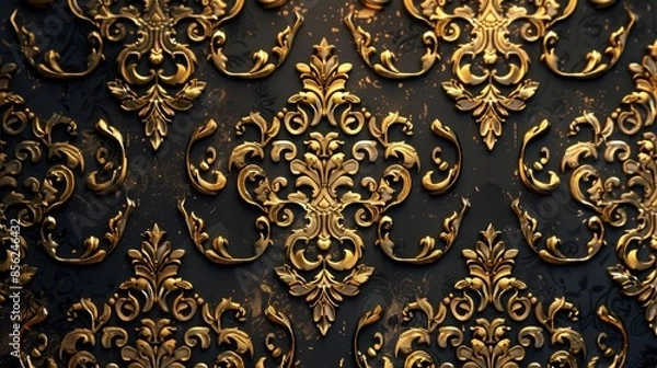 Obraz Luxurious golden pattern on the dark background