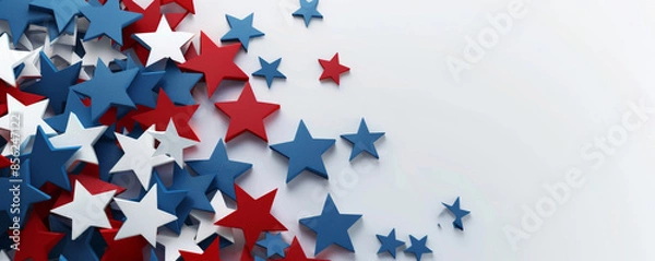 Obraz Independence Day USA background with a bold, modern design featuring overlapping stars in red, white, and blue.