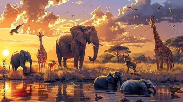 Obraz Illustration african animals