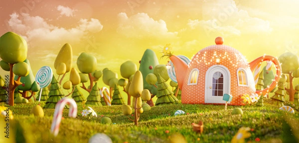 Obraz Amazing fairy house in shape of teapot